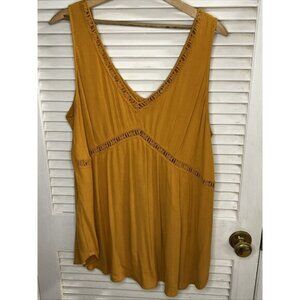 Eyeshadow Top , 2X, Yellow , Summer , Rayon , Flowy , Plus , Comfort, Beach